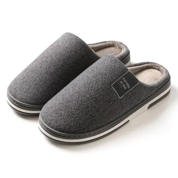Men’s & Women’s Autumn Winter Cotton Slippers – Anti-Slip Indoor Home Shoes - Grey / 42-43