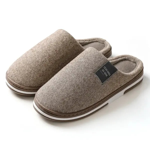 Men’s & Women’s Autumn Winter Cotton Slippers – Anti-Slip Indoor Home Shoes - Coffee color-A / 42-43