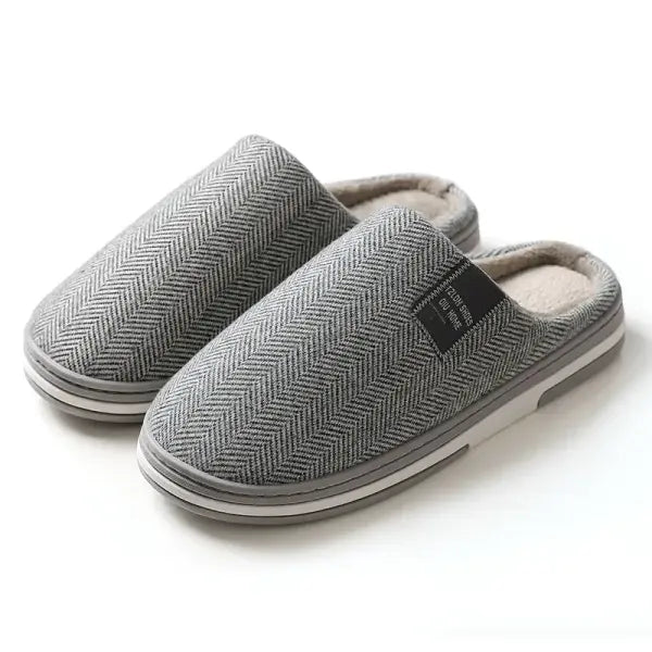 Men’s & Women’s Autumn Winter Cotton Slippers – Anti-Slip Indoor Home Shoes - Light grey-A / 42-43