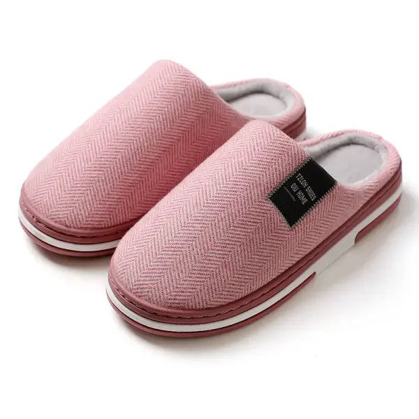 Men’s & Women’s Autumn Winter Cotton Slippers – Anti-Slip Indoor Home Shoes - red-A / 42-43