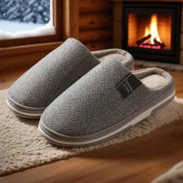 Men’s & Women’s Autumn Winter Cotton Slippers – Anti-Slip Indoor Home Shoes