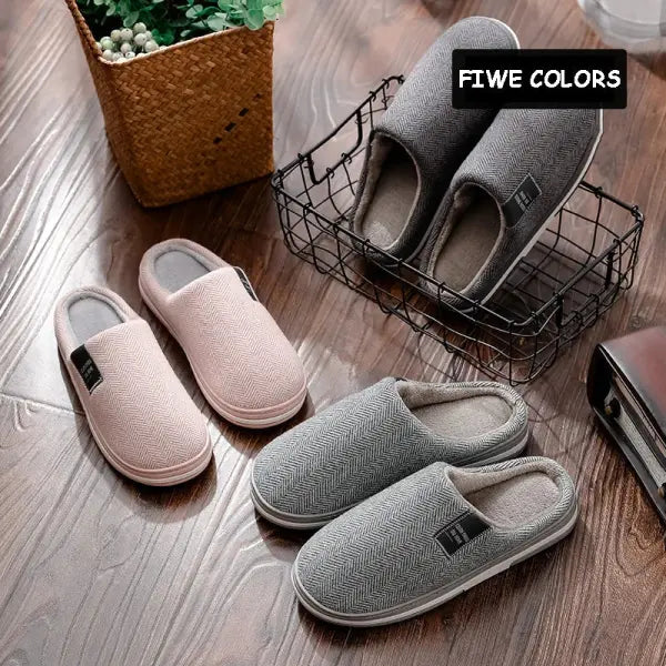 Men’s & Women’s Autumn Winter Cotton Slippers – Anti-Slip Indoor Home Shoes