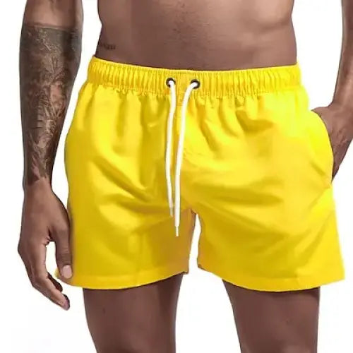 Men’s Board Shorts Quick Dry Breathable Swim Trunks for Surfing - Yellow / S