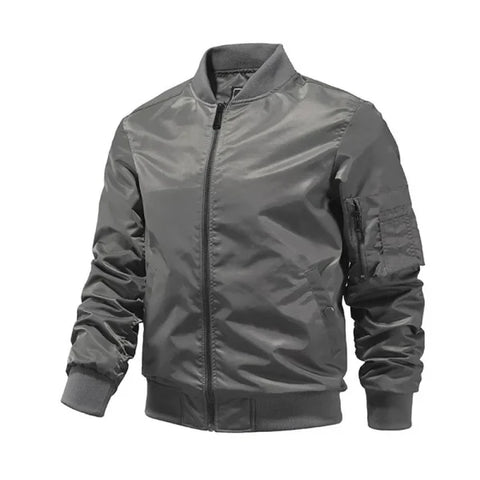 Men’s Bomber Jacket – Solid Color Spring Summer Aviator Baseball Outerwear (S-5XL) - Picture color 2 / S