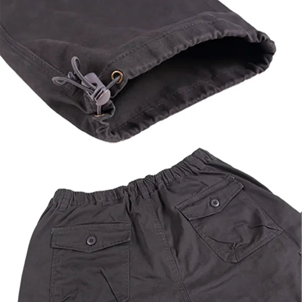 Men's Cargo Pants – 100% Cotton, Elastic Waist, Multiple Pockets for Outdoor Hiking - Himpall