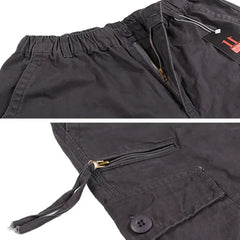 Men's Cargo Pants – 100% Cotton, Elastic Waist, Multiple Pockets for Outdoor Hiking - Himpall