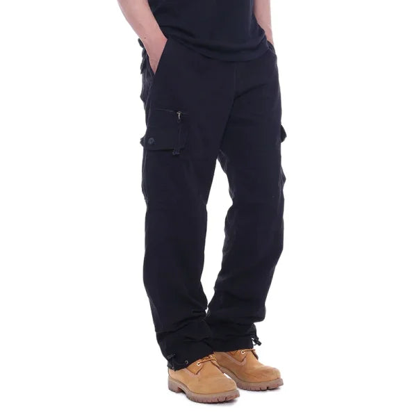 Men's Cargo Pants – 100% Cotton, Elastic Waist, Multiple Pockets for Outdoor Hiking - Himpall