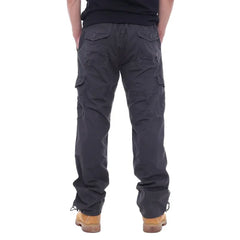 Men's Cargo Pants – 100% Cotton, Elastic Waist, Multiple Pockets for Outdoor Hiking - Himpall