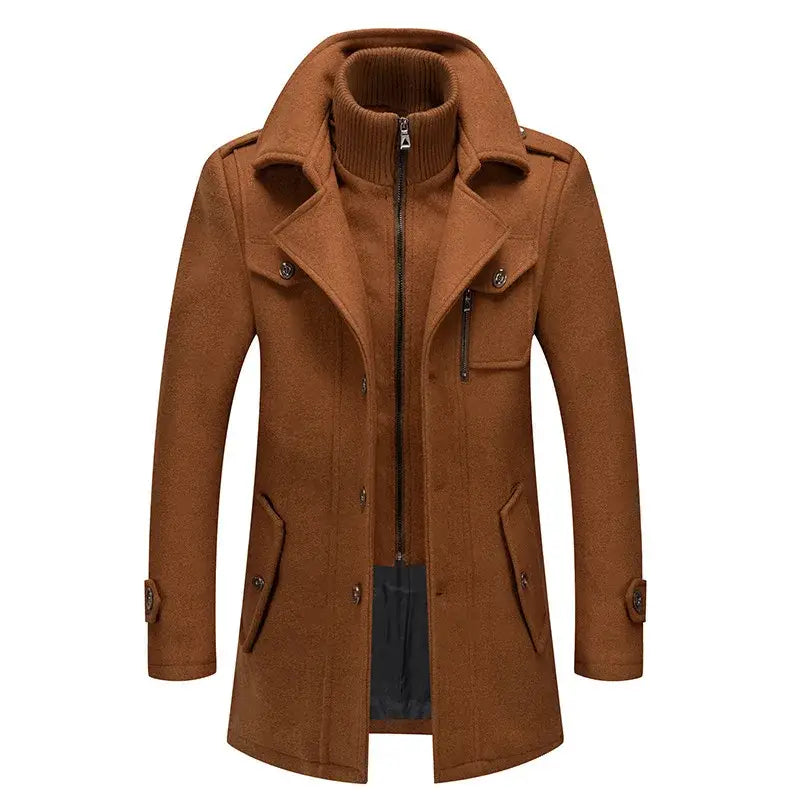 Double Collar Woolen Overcoat Autumn Winter Warmth - camel / L