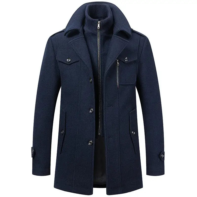 Double Collar Woolen Overcoat Autumn Winter Warmth