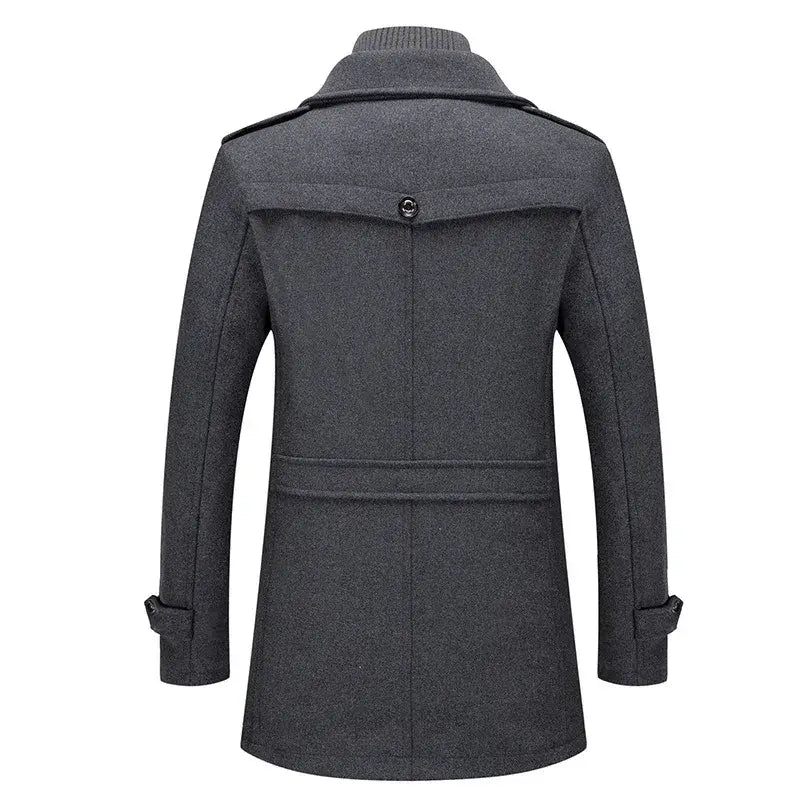 Double Collar Woolen Overcoat Autumn Winter Warmth