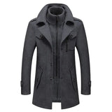 Double Collar Woolen Overcoat Autumn Winter Warmth - GRAY / L