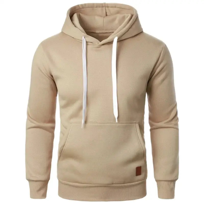Mens Casual Hooded Collar Drawstring Hoodies Sweatshirts Long Sleeve Shirts Outdoor Streetwear Solid Color Lightweight