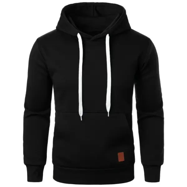 Men’s Casual Solid Color Hooded Sweatshirt | Lightweight Long Sleeve Pullover with Drawstring for Outdoor Streetwear