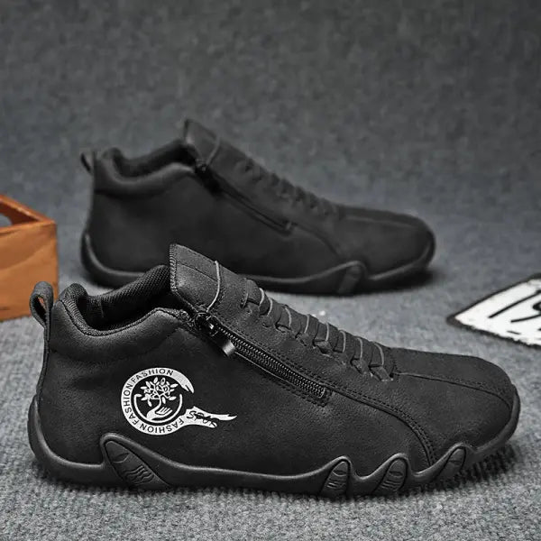 Men’s Casual Shoes Side Zipper Short Boots Versatile Flats Bottom Trbottomyy Fashion Pu Leather Men’s Shoes Spring