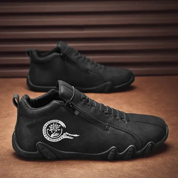 Men’s Casual Shoes Side Zipper Short Boots Versatile Flats Bottom Trbottomyy Fashion Pu Leather Men’s Shoes Spring