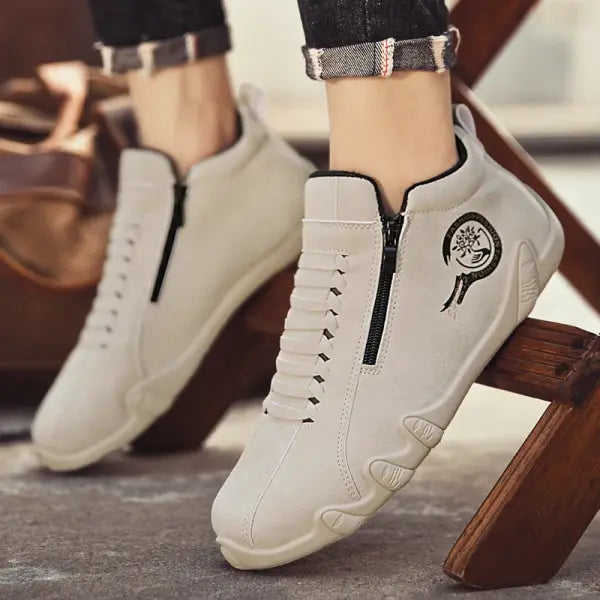 Men’s Casual Shoes Side Zipper Short Boots Versatile Flats Bottom Trbottomyy Fashion Pu Leather Men’s Shoes Spring