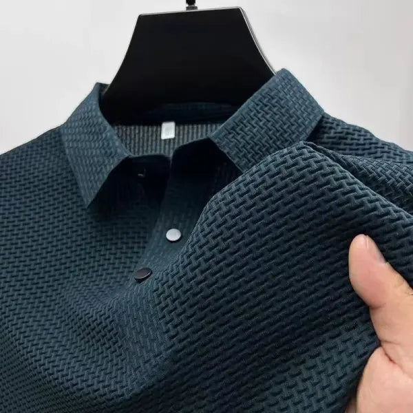 Men’s Casual Solid Color Polo Shirt Breathable Short Sleeve Summer Top - Blue / 4XL