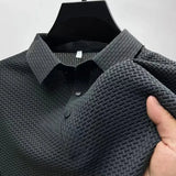 Men’s Casual Solid Color Polo Shirt Breathable Short Sleeve Summer Top - GRAY / XXL