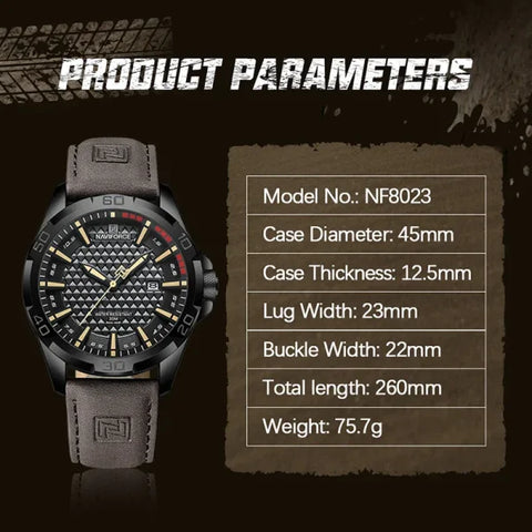 NAVIFORCE Men's Casual Sport Military Quartz Watch with PU Band Material - Himpall