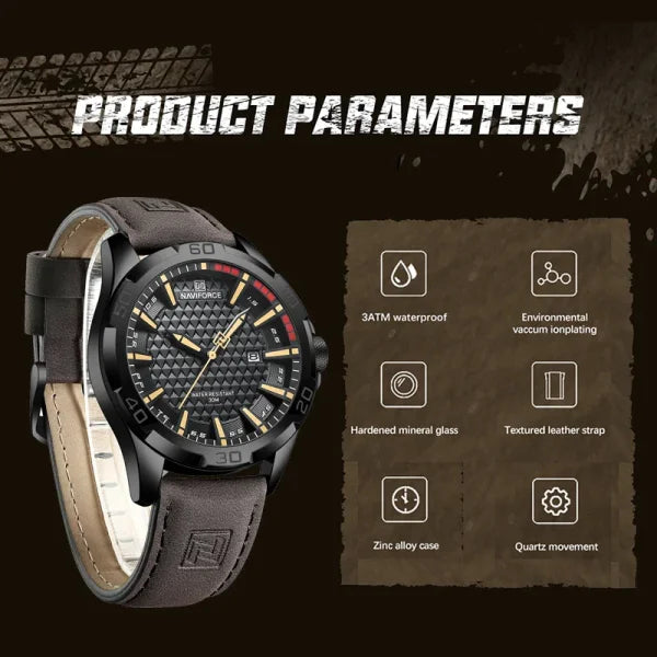 NAVIFORCE Men's Casual Sport Military Quartz Watch with PU Band Material - Himpall