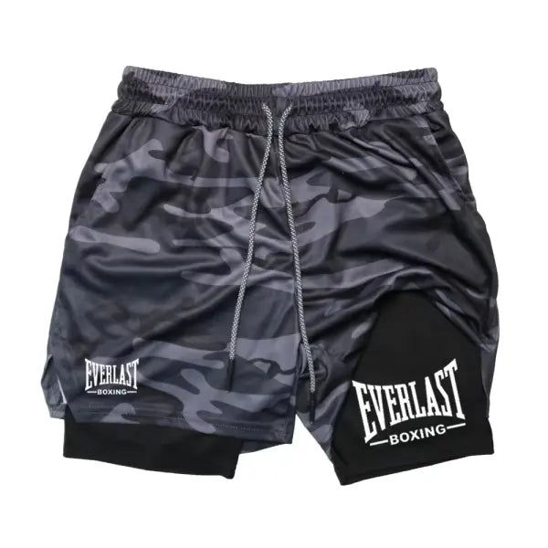 Men’s compression gym shorts EVERLAST printed sports pants double layered quick drying basketball muscle fitness RL0365