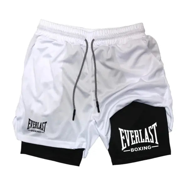 Men’s compression gym shorts EVERLAST printed sports pants double layered quick drying basketball muscle fitness RL0365