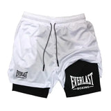 Men’s compression gym shorts EVERLAST printed sports pants double layered quick drying basketball muscle fitness RL0365