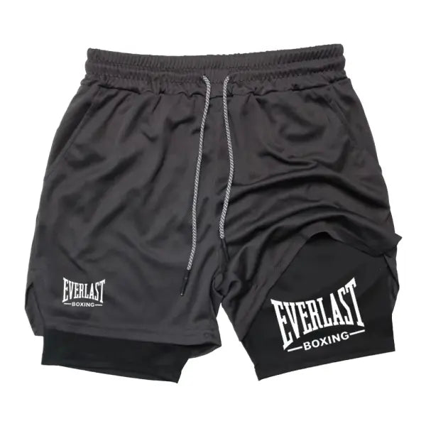 Men’s compression gym shorts EVERLAST printed sports pants double layered quick drying basketball muscle fitness RL0365