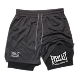 Men’s compression gym shorts EVERLAST printed sports pants double layered quick drying basketball muscle fitness RL0365