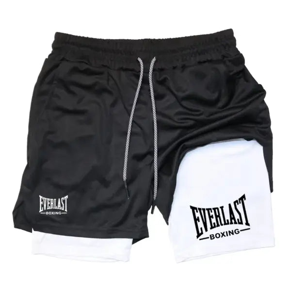 Men’s compression gym shorts EVERLAST printed sports pants double layered quick drying basketball muscle fitness RL0365
