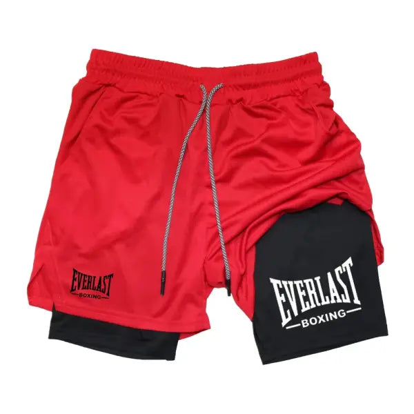 Men’s compression gym shorts EVERLAST printed sports pants double layered quick drying basketball muscle fitness RL0365