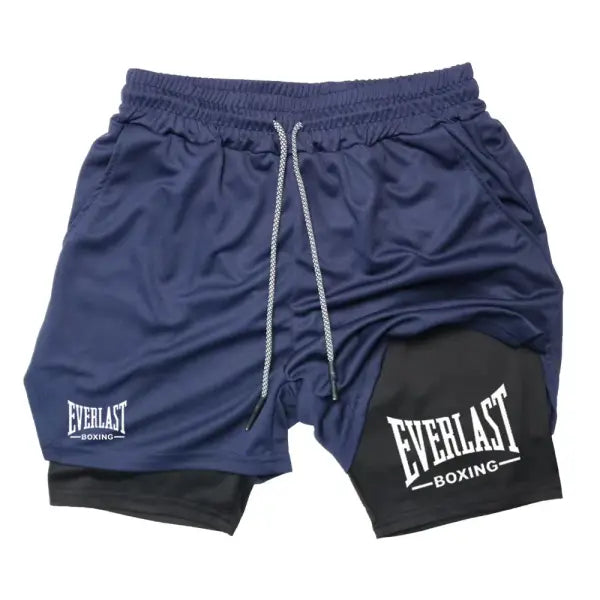 Men’s compression gym shorts EVERLAST printed sports pants double layered quick drying basketball muscle fitness RL0365