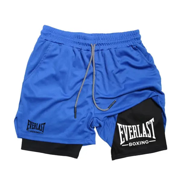Men’s compression gym shorts EVERLAST printed sports pants double layered quick drying basketball muscle fitness RL0365