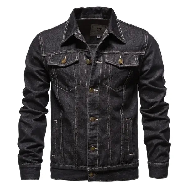Mens Cotton European Denim Jacket for Winter Seasons - Black / L / China Mainland