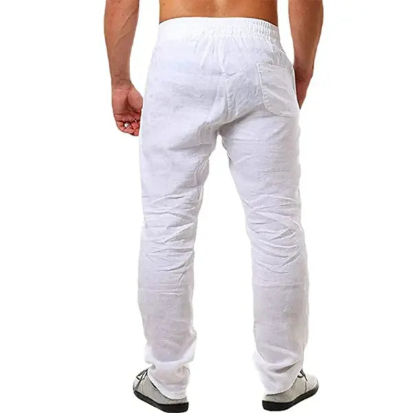 Men’s Cotton Linen Pants Male Autumn New Breathable Solid Color Linen Trousers Fitness Streetwear S-3XL