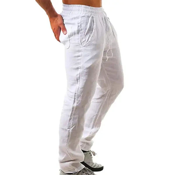 Men’s Cotton Linen Pants Male Autumn New Breathable Solid Color Linen Trousers Fitness Streetwear S-3XL