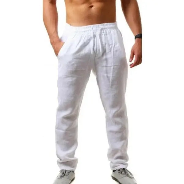 Men’s Cotton Linen Pants Male Autumn New Breathable Solid Color Linen Trousers Fitness Streetwear S-3XL