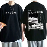 Men’s JDM Anime Graphic Tee - AE86 Initial D & R34 Skyline GTR - Oversized 100% Cotton Drift Streetwear