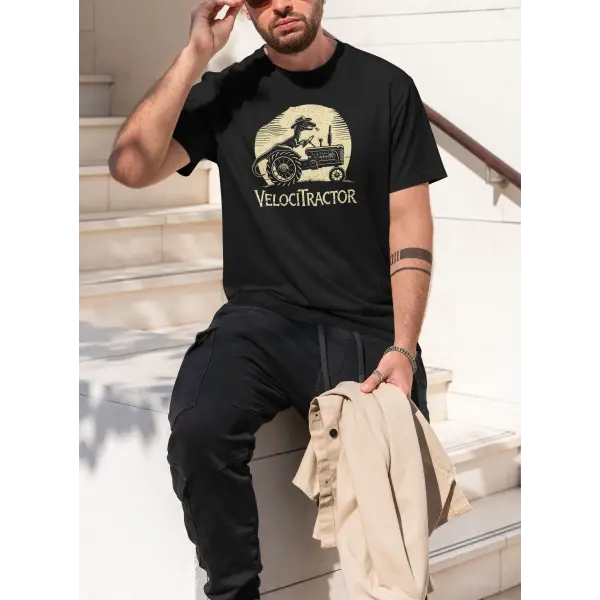 Mens Cotton VelociTractor Graphic T Shirt Street Casual Style Tee for Men and Women