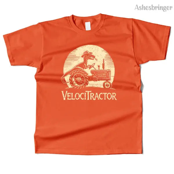 Mens Cotton VelociTractor Graphic T Shirt Street Casual Style Tee for Men and Women - Orange / XL