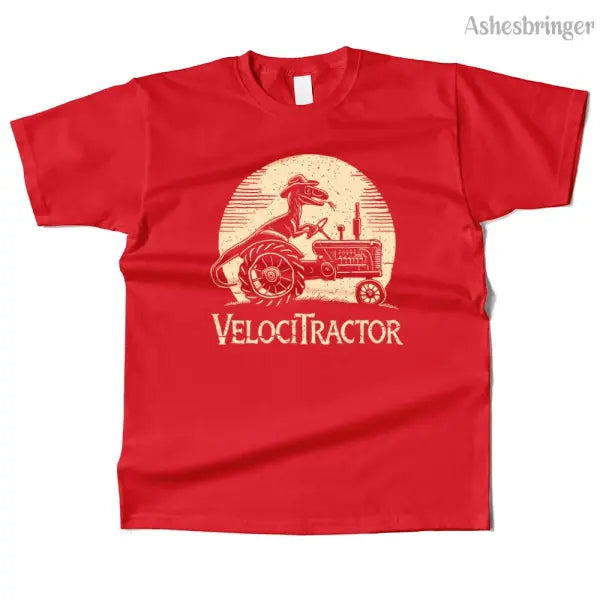 Mens Cotton VelociTractor Graphic T Shirt Street Casual Style Tee for Men and Women - Red / M