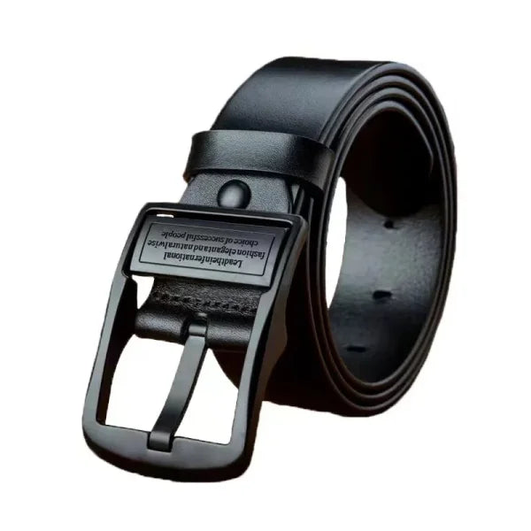 Men’s Cowhide Leather Belt – Luxury Brand Casual Business Strap with Metal Alloy Pin Buckle for Jeans - HK-black / 125cm