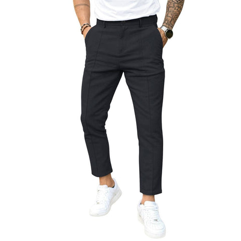 Men’s Double Fold Line Solid Color Casual Suit Pants