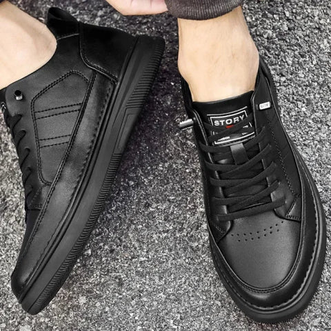 Men’s Elevator Shoes – 6CM Height Increase Casual Lift Sneakers in White & Black