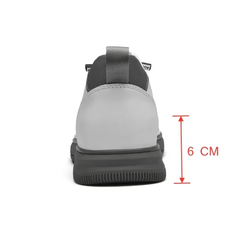 Men’s Elevator Shoes – 6CM Height Increase Casual Lift Sneakers in White & Black