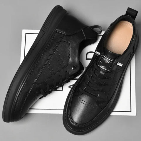 Men’s Elevator Shoes – 6CM Height Increase Casual Lift Sneakers in White & Black