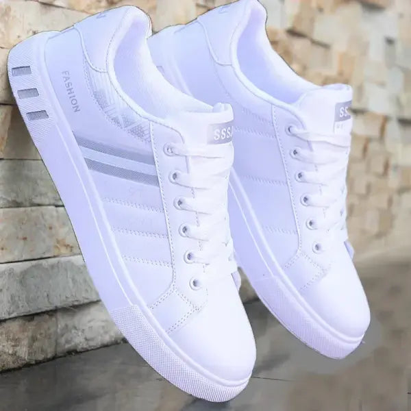 Luxury Men’s Vulcanized Sneakers: Fashionable Spring/Autumn Outdoor Sport Flats - White03Gray / 45