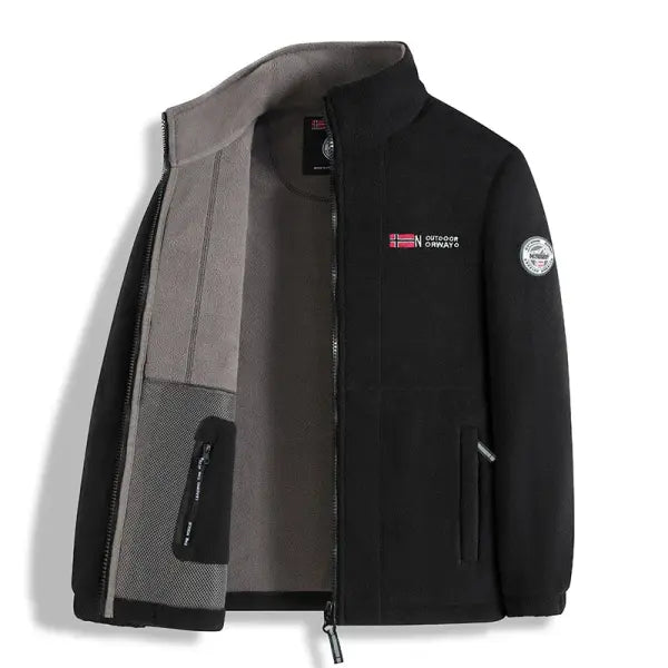 Men’s Fleece Storm Jacket Thickened Warm Outdoor Casual Style - black / XXL