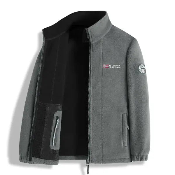Men’s Fleece Storm Jacket Thickened Warm Outdoor Casual Style - GRAY / XXL